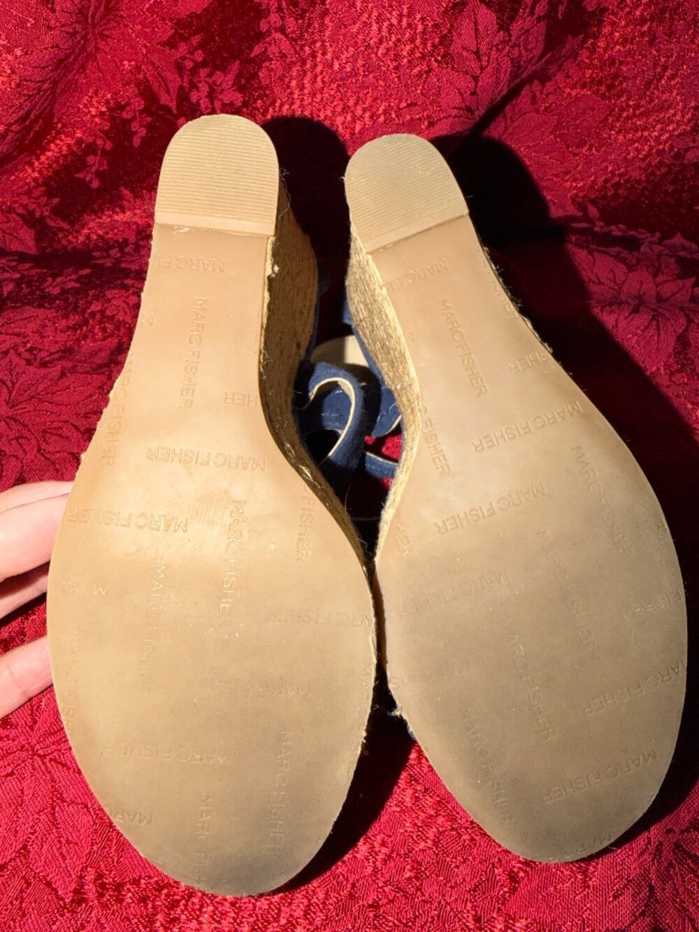Marc Fisher Haely Blue Espadrille Wedge Sandals Sz 6 - Picture 5 of 14